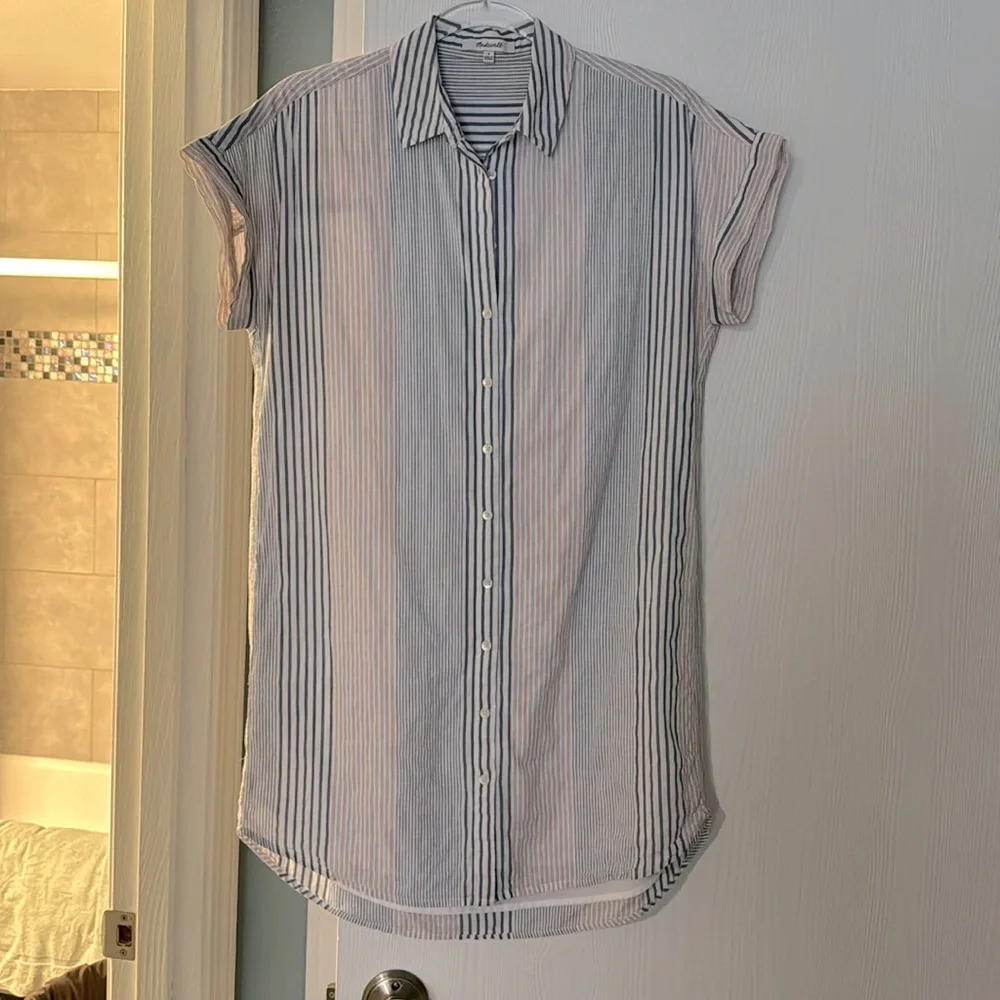 Madewell Striped Red, White and Blue Shirtdress Size Small Like New - Picture 1 of 5